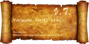 Vargyas Terézia névjegykártya